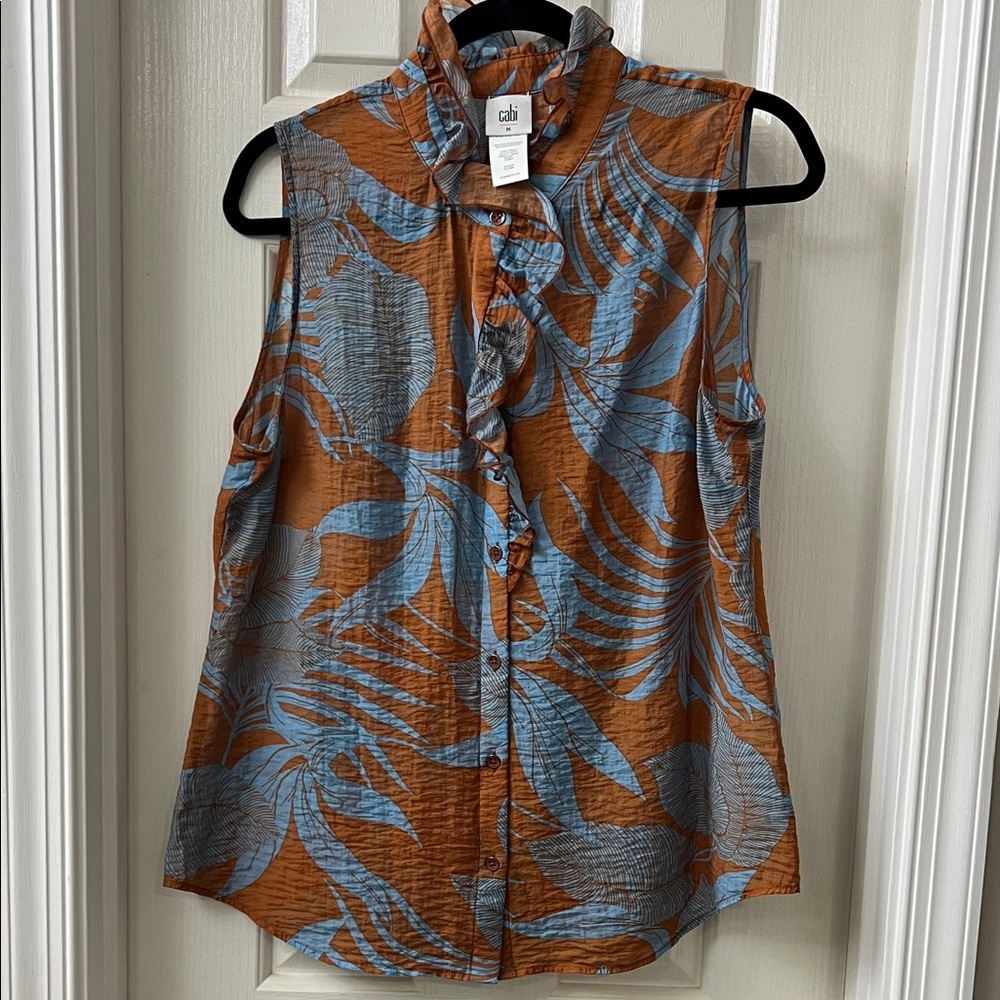 CAbi Women's Tropical Print Sleeveless Blouse